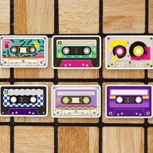 Music Cassette Sticker Pack of 6 Vinyl Stickers Waterproof Die Cut Sticker Set